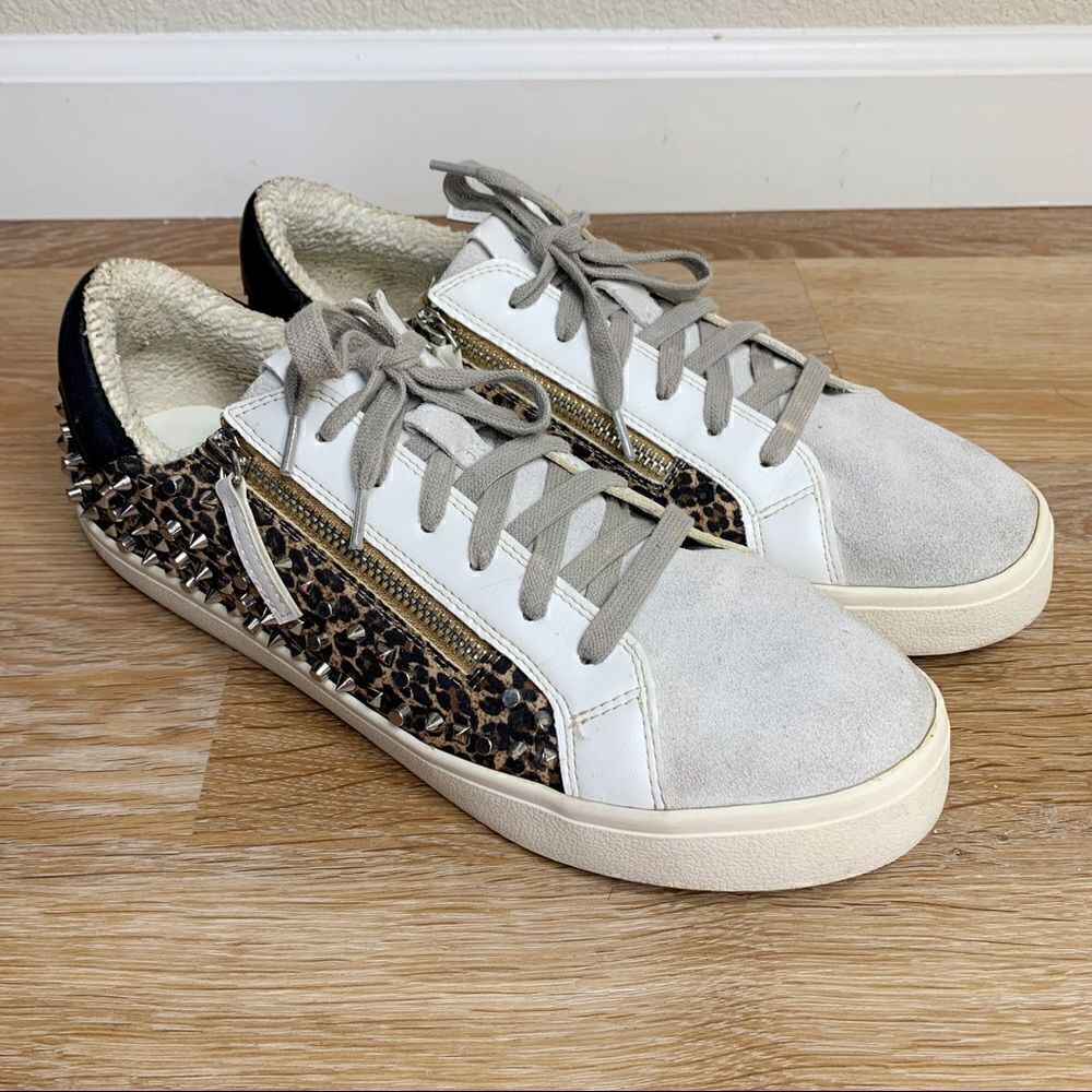 Steve Madden Women’s Size 11 Parka Studded Zippered Leopard Sneakers, Size 11